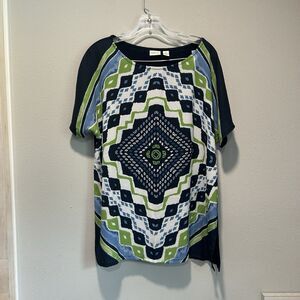 Chicos Womens Tunic Top 2 Psychedelic Colidescope Breathable Lightweight Modest